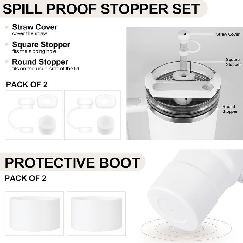 HYZ 8 Piece Accessories for Stanley Cup, Silicone Spill Proof Stopper Set and Protective Boot Including Straw Cover Cap for Stanley H2.0 20oz 30oz 40oz Tumbler, Frost - Image 2